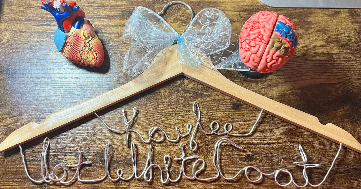 Customizable White Coat Hanger | Doctor, Nurse, Physician Assistant, Ceremony, Medical Student, NP, PA, PT Gifts