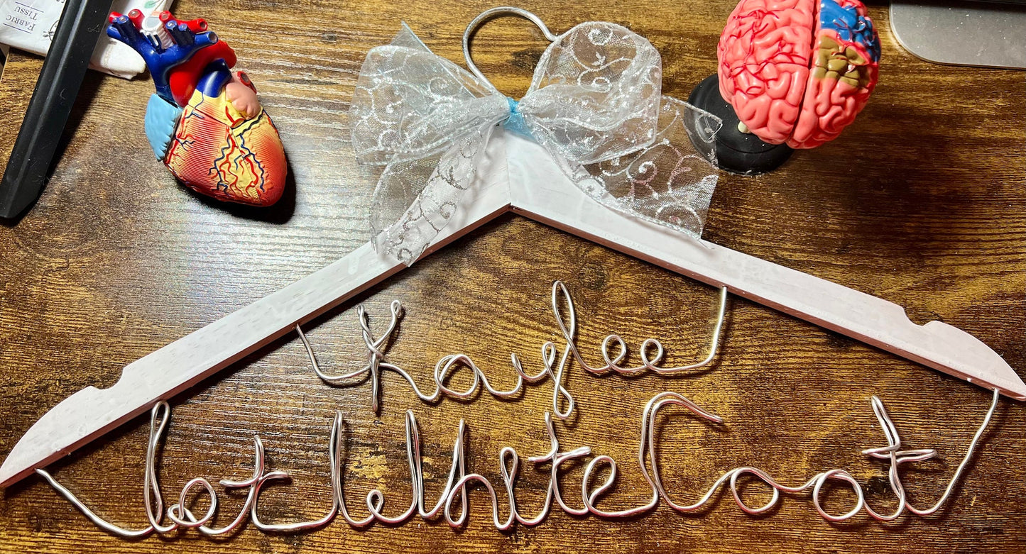 Customizable White Coat Hanger | Doctor, Nurse, Physician Assistant, Ceremony, Medical Student, NP, PA, PT Gifts